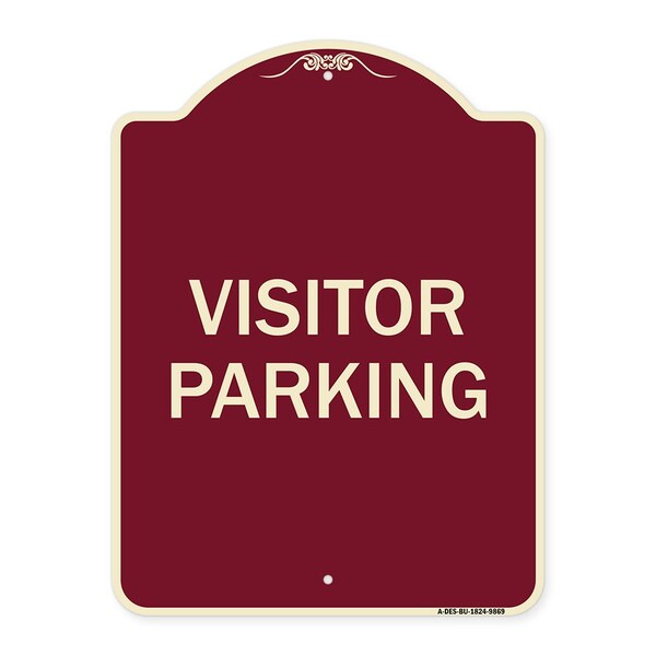 Designer Series Sign-Visitor Parking, Burgungy Heavy-Gauge Aluminum, 24" x 18", BU-1824-9869